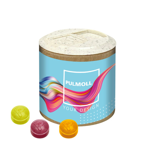 Papier-Werbedose mit Pulmoll Pastillen